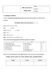 English Worksheet: mid tem test