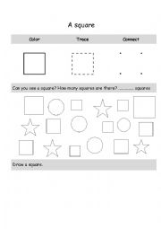 English Worksheet: Coloring the shape