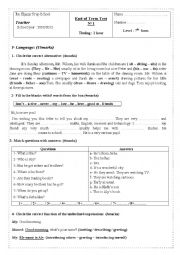English Worksheet: End of term test 7th fom
