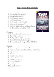 English Worksheet: Top Trumps Quizz - Concept cars