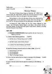 Exam paper ( topic: cartoon)