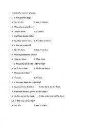 English Worksheet: Possessive test