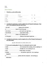 English Worksheet: Present Continuous