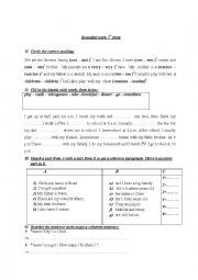 English Worksheet: Remedialwork for 7th form 1st tremester ( part 1 )
