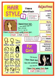 English Worksheet: How to describe hairstyles for girls