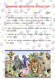 English Worksheet: Speaking my favorite animal