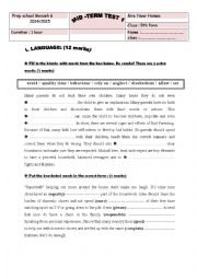 English Worksheet: Mid term exam 9th form