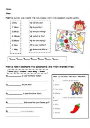 English Worksheet: wh- questions 