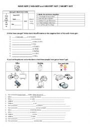 English Worksheet: Have got negative form