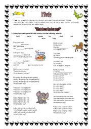 English Worksheet: Song: What does the fox say? Animals & parts of animals