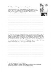 English Worksheet: Lucy (movie activity) - advanced 