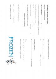 English Worksheet: In Summer - Olaf (From Frozen)