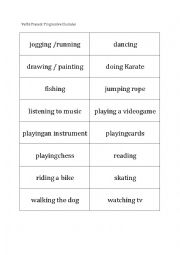 English Worksheet: Present Progressive Charades