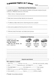 English Worksheet: 3 grammar topics on 1 sheet
