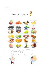 English Worksheet: what fruit do you like?