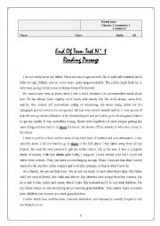 English Worksheet: End of term 1 for 2nd year Eco and  Science