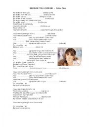 English Worksheet: celine dion because you loved me