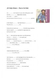 English Worksheet: Carly Simon - Youre So Vain - Lyrics (Past Simple)