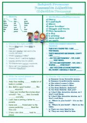 English Worksheet: Subject Pronouns Possessive Adjective Objective Pronouns