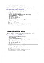 English Worksheet: Thanksgiving clips from Friends