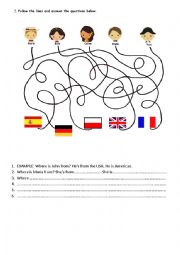 English Worksheet: Countries and Nationlities