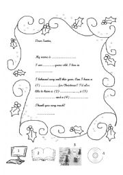 English Worksheet: Letter to Santa