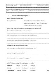 English Worksheet: end of term test n1 for 2nd year pupils