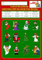 English Worksheet: Christmas: label the pictures_3