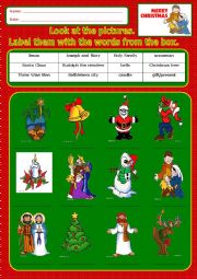 English Worksheet: Christmas: label the pictures_2