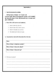 English Worksheet: Reading Comprehension & Writing