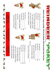 English Worksheet: Christmas Song; Reindeer Pokey