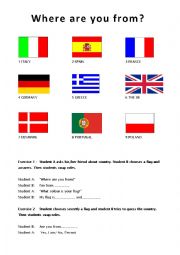 English Worksheet: Where are you from?