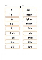 English Worksheet: The English vowel i