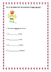 English Worksheet: Have/has got 