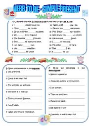 English Worksheet: VERB TO BE - SIMPLE PRESENT