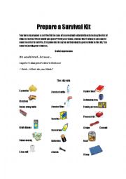 English Worksheet: Prepare a survival kit