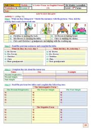 English Worksheet: Present Simple + Present Progressive + Simple Past + Reading Comprehension