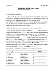 English Worksheet: Remedial Work 