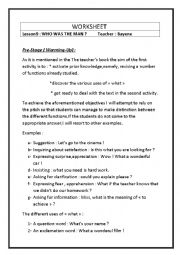 English Worksheet: Lesson Plan