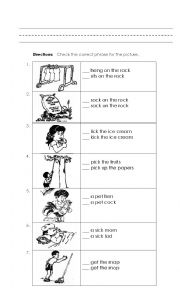 English Worksheet: associating pictures and phrases