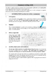 English Worksheet: Summary writing