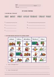 Days of the week and school timetable