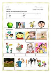 English Worksheet: Personal pronouns for young learners