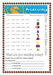 English Worksheet: Clothes - Activity