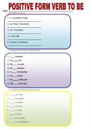 English Worksheet: easy verb to be