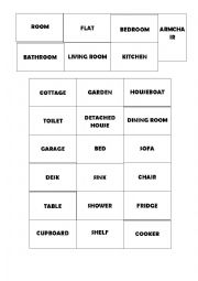 English Worksheet: HOUSES VOCABULARY FLASHCARDS