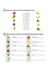 English Worksheet: Fruits and Colours