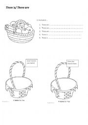 English Worksheet: There is, there are, food!