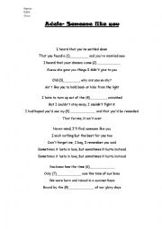 English Worksheet: Adele-Someone like you