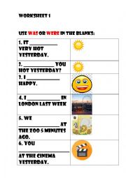 English Worksheet: Worksheet Was or Were